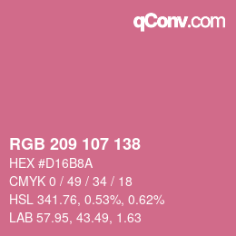 Color code: RGB 209 107 138 | qconv.com