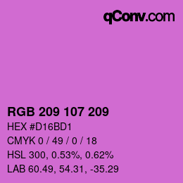 Color code: RGB 209 107 209 | qconv.com