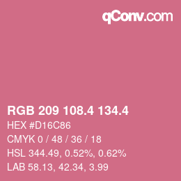 カラーコード: RGB 209 108.4 134.4 | qconv.com