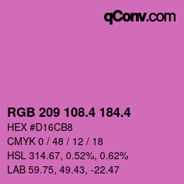 カラーコード: RGB 209 108.4 184.4 | qconv.com