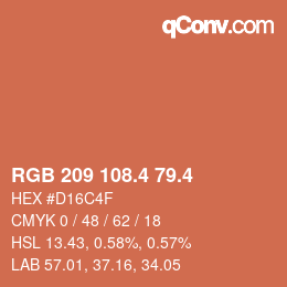 カラーコード: RGB 209 108.4 79.4 | qconv.com