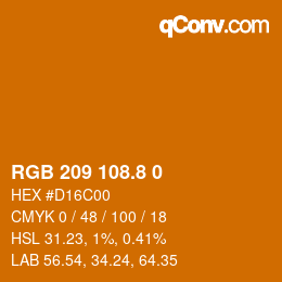 Color code: RGB 209 108.8 0 | qconv.com
