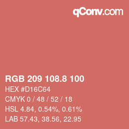カラーコード: RGB 209 108.8 100 | qconv.com