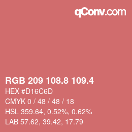 カラーコード: RGB 209 108.8 109.4 | qconv.com
