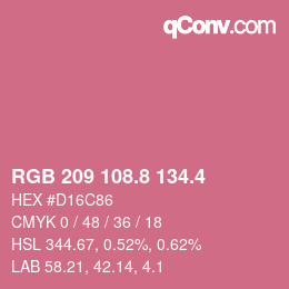 カラーコード: RGB 209 108.8 134.4 | qconv.com