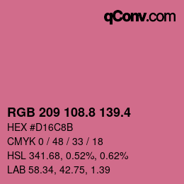 カラーコード: RGB 209 108.8 139.4 | qconv.com