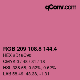 カラーコード: RGB 209 108.8 144.4 | qconv.com