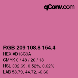 カラーコード: RGB 209 108.8 154.4 | qconv.com