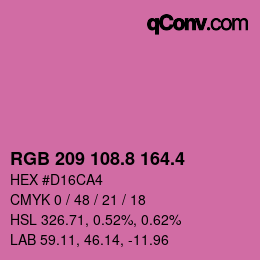 カラーコード: RGB 209 108.8 164.4 | qconv.com