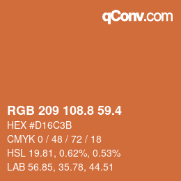 カラーコード: RGB 209 108.8 59.4 | qconv.com