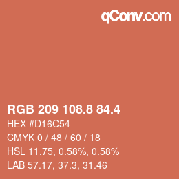カラーコード: RGB 209 108.8 84.4 | qconv.com