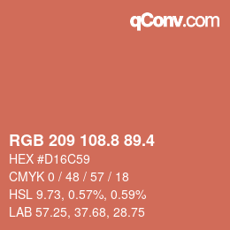 カラーコード: RGB 209 108.8 89.4 | qconv.com