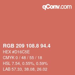 カラーコード: RGB 209 108.8 94.4 | qconv.com