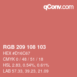 Color code: RGB 209 108 103 | qconv.com