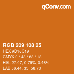 カラーコード: RGB 209 108 25 | qconv.com
