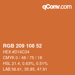 颜色代码: RGB 209 108 52 | qconv.com