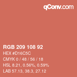 颜色代码: RGB 209 108 92 | qconv.com