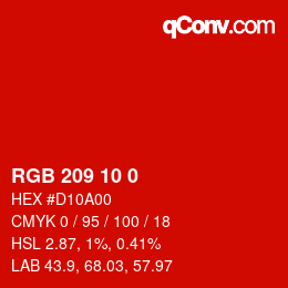 Color code: RGB 209 10 0 | qconv.com