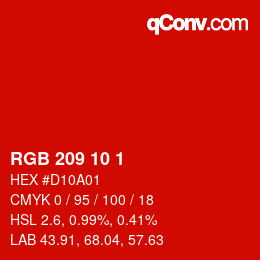 Color code: RGB 209 10 1 | qconv.com