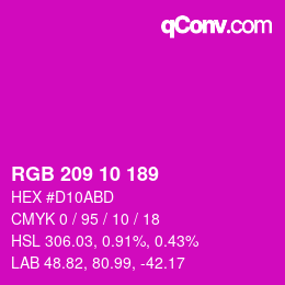 颜色代码: RGB 209 10 189 | qconv.com
