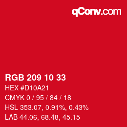 颜色代码: RGB 209 10 33 | qconv.com