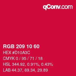 颜色代码: RGB 209 10 60 | qconv.com