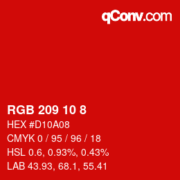 カラーコード: RGB 209 10 8 | qconv.com