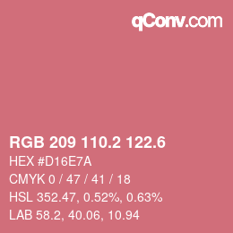 カラーコード: RGB 209 110.2 122.6 | qconv.com
