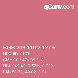 カラーコード: RGB 209 110.2 127.6 | qconv.com