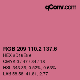 カラーコード: RGB 209 110.2 137.6 | qconv.com