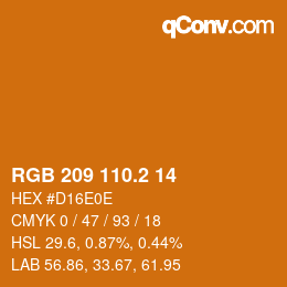 カラーコード: RGB 209 110.2 14 | qconv.com