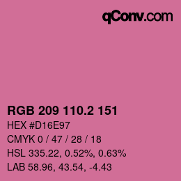 カラーコード: RGB 209 110.2 151 | qconv.com