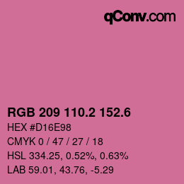 カラーコード: RGB 209 110.2 152.6 | qconv.com