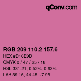 カラーコード: RGB 209 110.2 157.6 | qconv.com