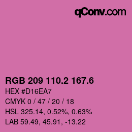 カラーコード: RGB 209 110.2 167.6 | qconv.com