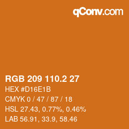 カラーコード: RGB 209 110.2 27 | qconv.com