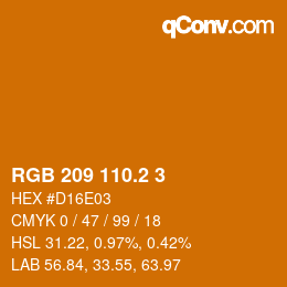 カラーコード: RGB 209 110.2 3 | qconv.com