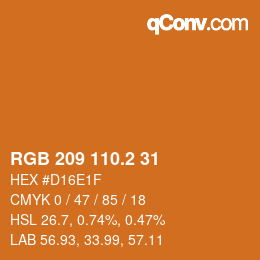 カラーコード: RGB 209 110.2 31 | qconv.com