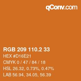 カラーコード: RGB 209 110.2 33 | qconv.com