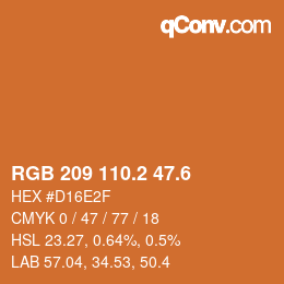 カラーコード: RGB 209 110.2 47.6 | qconv.com