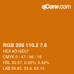 カラーコード: RGB 209 110.2 7.6 | qconv.com