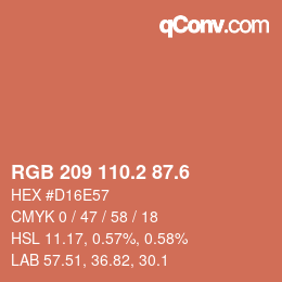 カラーコード: RGB 209 110.2 87.6 | qconv.com