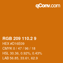 カラーコード: RGB 209 110.2 9 | qconv.com
