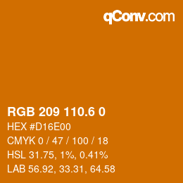 カラーコード: RGB 209 110.6 0 | qconv.com
