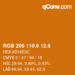カラーコード: RGB 209 110.6 12.6 | qconv.com