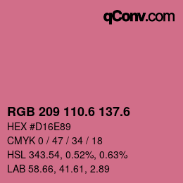 カラーコード: RGB 209 110.6 137.6 | qconv.com