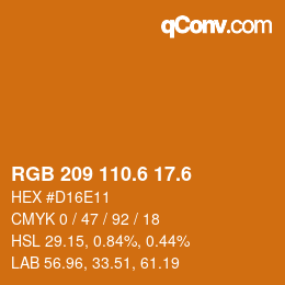 カラーコード: RGB 209 110.6 17.6 | qconv.com