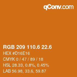 カラーコード: RGB 209 110.6 22.6 | qconv.com