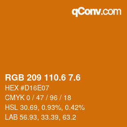 カラーコード: RGB 209 110.6 7.6 | qconv.com