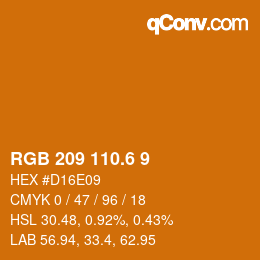 カラーコード: RGB 209 110.6 9 | qconv.com